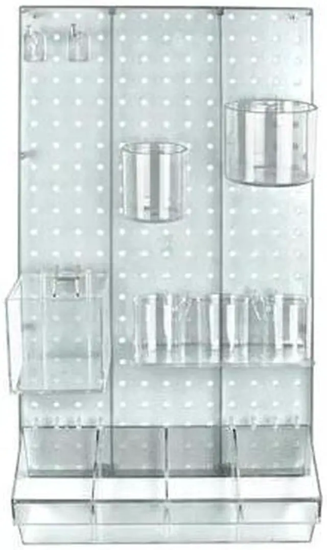 Main image of AZAR DISPLAYS 900942-CLR 12-Piece Clear Pegboard Organizer Kit with 1 Panel and