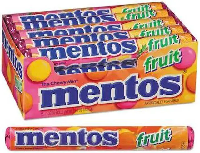Main image of Mentos VAM4181 Chewy Mints, 1.32 oz, Mixed Fruit, 15 Rolls / Box
