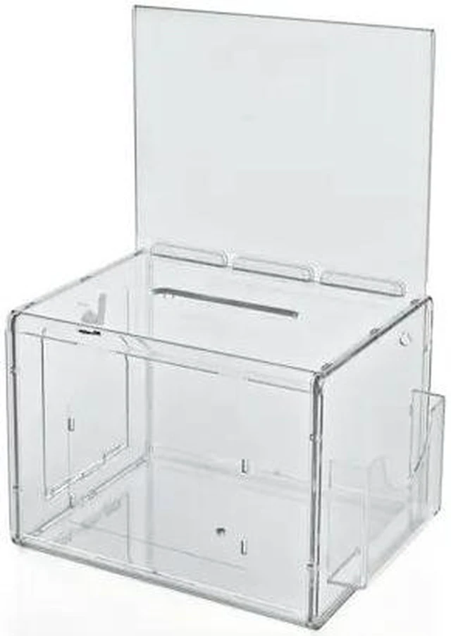 Main image of AZAR DISPLAYS 206389 Clear Extra Large Lottery Box W/ Pocket, Lock and Keys