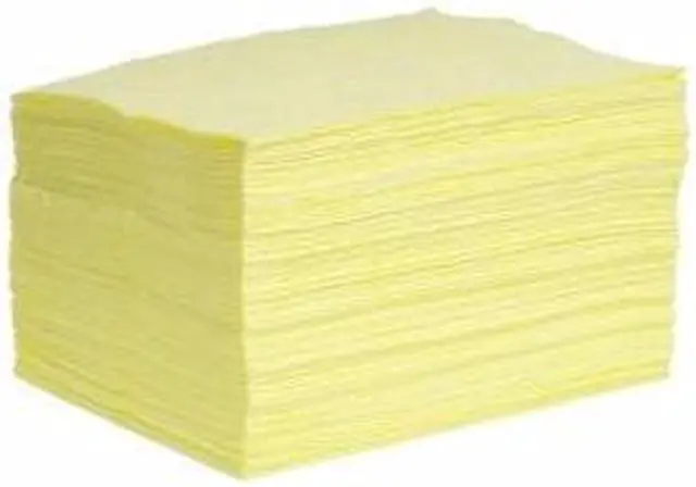 Main image of SPILLTECH YPB100M Sorbent Pad, 24 gal, 15 in x 19 in, Harsh Chemicals, Yellow,