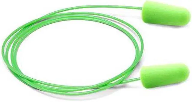 Alt view image 2 of 8 - Moldex Pura-Fit Single-Use Earplugs Corded 33NRR Bright Green 100 Pairs 6900