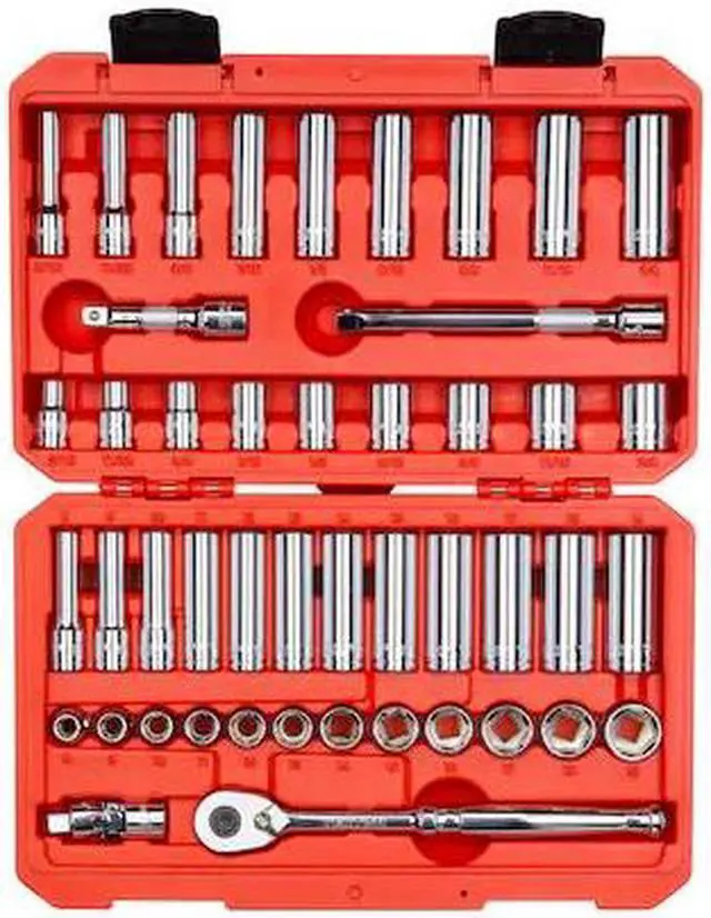 Alt view image 3 of 9 - TEKTON 3/8-Inch Drive 6-Point Socket & Ratchet Set, Inch/Metric, 5/16-Inch - 3/4-Inch, 8 mm - 19 mm, 47-Piece (Case) | SKT15301