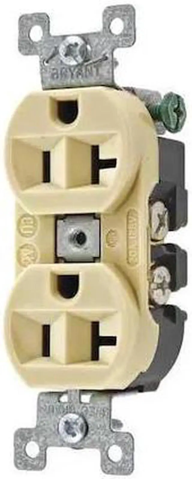 Alt view image 2 of 2 - BRYANT 5362BI Straight Blade Receptacle, 5-20R, 20 A, 125V AC, 2 Pole, 3 Wire,