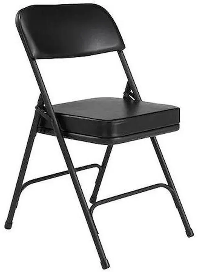 Alt view image 2 of 8 - NPS 3210 3200 Series 2" Vinyl Upholstered Double Hinge Folding Chair - Supports Up to 300 lb - 18.5" Seat Height - Black - 2/Carton