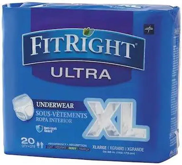 Alt view image 5 of 8 - Medline FitRight Ultra Protective Underwear  X-Large  56"-68"  20/Bag (FIT23600A) FIT23600ACT