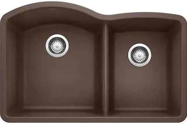 Alt view image 5 of 7 - Blanco 440177 Diamond 32" Double Basin Undermount Silgranit II Kitchen Sink with 60/40 Split, Cafe Brown