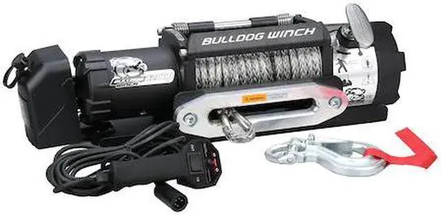 Alt view image 2 of 2 - 12,000 LB Trailer Winch 100 Ft Synthetic Rope Hawse Roller Fairlead Bulldog Winch