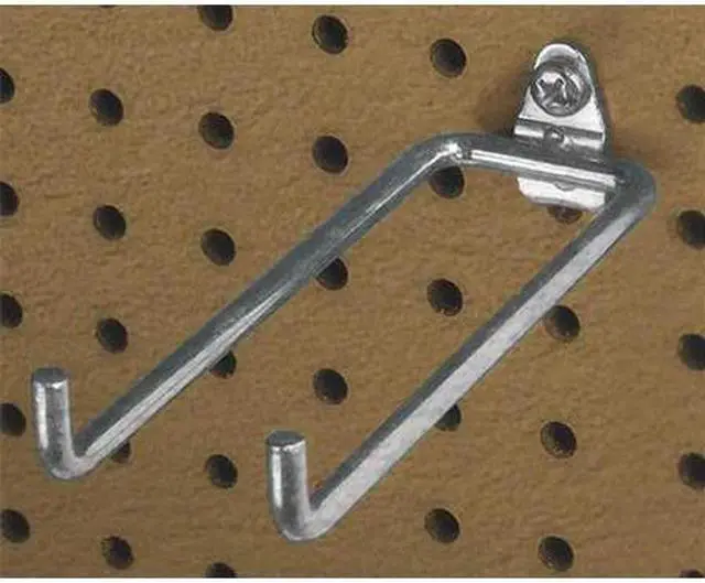 Alt view image 2 of 8 - DuraHook 5-3/4 In. Double Rod 80 Degree Bend 1/4 In. Dia. Zinc Plated Steel Pegboard Hook for DuraBoard, 10 Pack