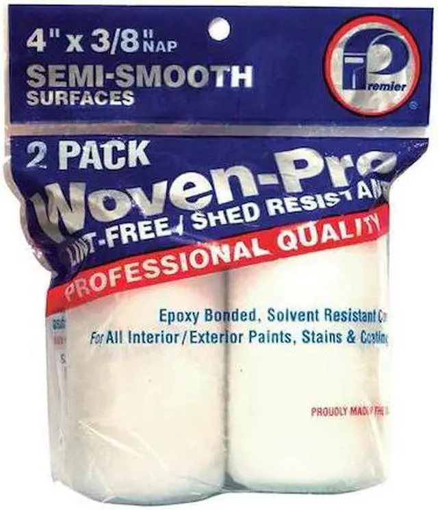 Main image of PREMIER 2WP442 4" Paint Roller Cover, 3/8" Nap, Woven Fabric, 2 PK