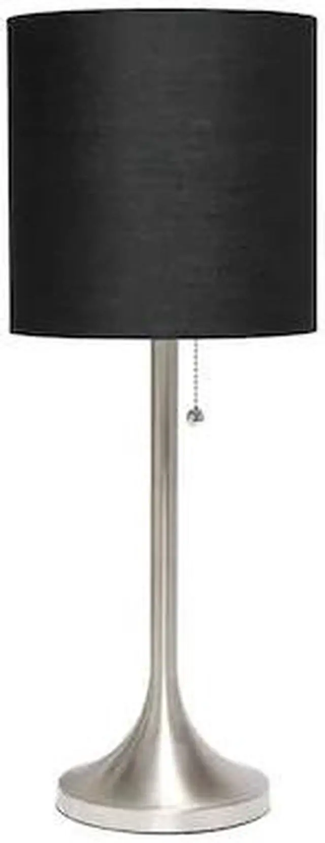 Alt view image 7 of 20 - Simple Designs Brushed Nickel Tapered Table Lamp with Black Fabric Drum Shade