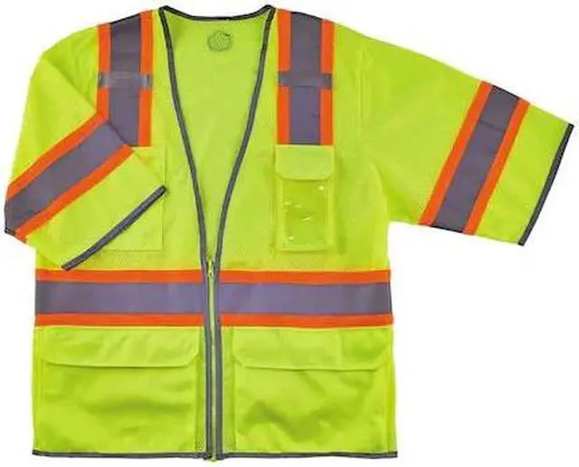 Main image of ERGODYNE 8346Z Lime Two-Tone Hi-Vis Class 3 Surveyor Ve, Polyester mesh, Lime,