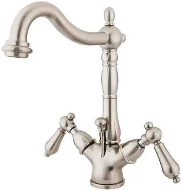 Alt view image 5 of 5 - Kingston Brass KS1438AL Classic Mono Deck Mount Lavatory Faucet - Satin Nickel