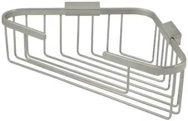Alt view image 2 of 2 - 13 in. Solid Brass Corner Wire Basket (Satin Nickel)