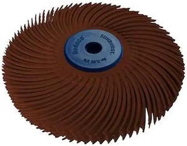 Main image of DEDECO 2255 Sunburst Radial Bristle Discs 3 in Curved Tc 6-Ply Brown 36 Grit