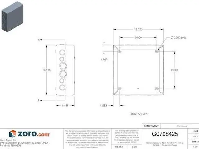 Alt view image 4 of 4 - WIEGMANN SC121204G Captive Screws Electrical Enclosures, 12 in H, 4 in D, 12 in