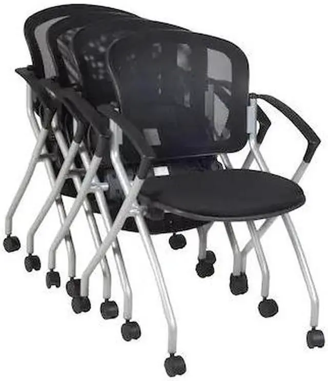 Main image of REGENCY 2309BK4PK Desk Chair, Fabric, 18" Height, Fixed Arms, Silver, Black