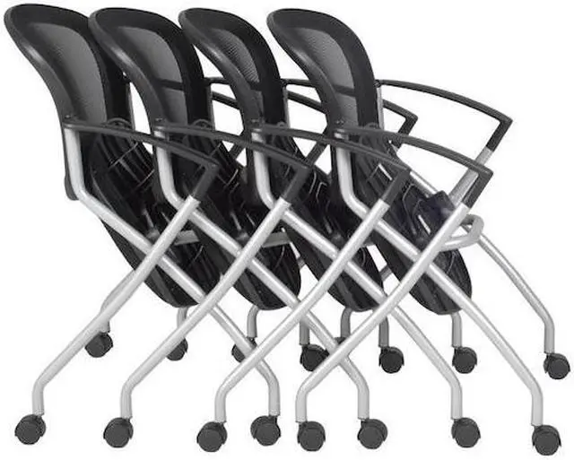Alt view image 2 of 6 - REGENCY 2309BK4PK Desk Chair, Fabric, 18" Height, Fixed Arms, Silver, Black