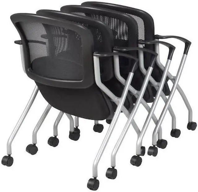 Alt view image 3 of 6 - REGENCY 2309BK4PK Desk Chair, Fabric, 18" Height, Fixed Arms, Silver, Black