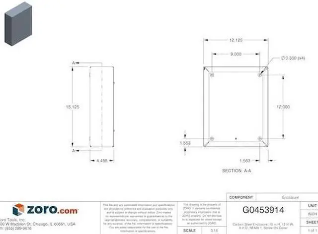 Alt view image 3 of 3 - WIEGMANN SC121504NK Captive Screws Electrical Enclosures, 15 in H, 4 in D, 12