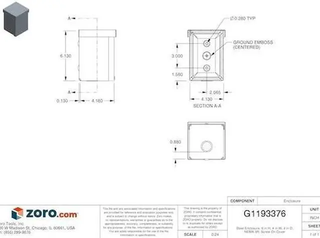 Alt view image 4 of 4 - Wiegmann Enclosure Silver Galvanized  Includes Screws RSC040604G