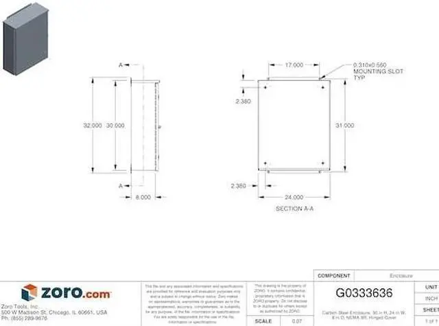 Alt view image 5 of 5 - WIEGMANN RHC302408 Padlockable Hasp Electrical Enclosures, 30 in H, 8 in D, 24