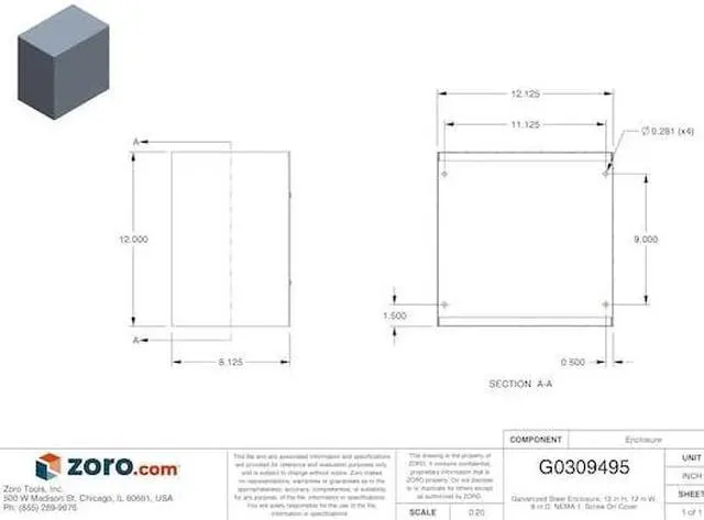 Alt view image 3 of 4 - WIEGMANN SC121208GNK Captive Screws Electrical Enclosures, 12 in H, 8 in D, 12