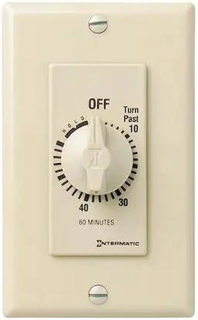 Alt view image 3 of 3 - Intermatic Spring Wound Wall Switch Timer with Hold (60 Minute), Ivory