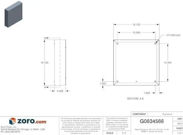 Alt view image 3 of 3 - Wiegmann Enclosure Silver Galvanized  Includes Self Tapping Screws SC181804GNK