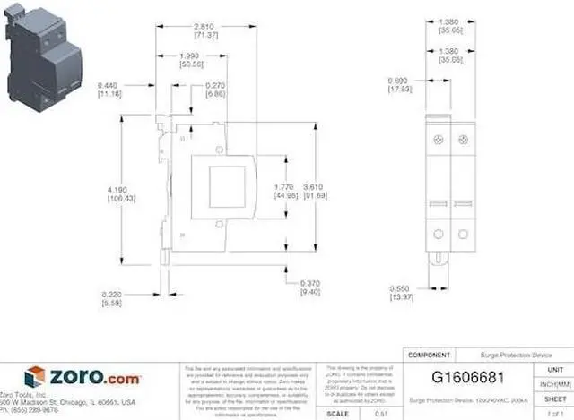 Alt view image 3 of 3 - MERSEN STP240S07 Surge Protection Device, 1 Phase, 120/240V AC, 2 Poles, 3 Wires