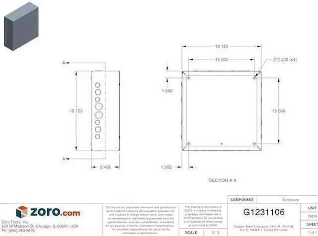 Alt view image 6 of 6 - WIEGMANN SC181806 Captive Screws Electrical Enclosures, 18 in H, 6 in D, 18 in