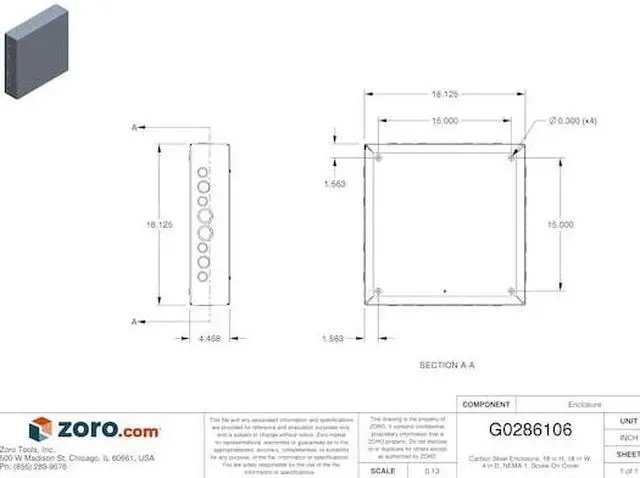 Alt view image 3 of 4 - WIEGMANN SC181804 Captive Screws Electrical Enclosures, 18 in H, 4 in D, 18 in