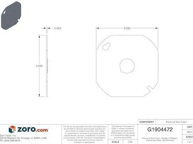 Alt view image 4 of 6 - RACO 724 Box Cover, Octagon Box Type, 1 Gang, Galvanized Steel, KO Centered