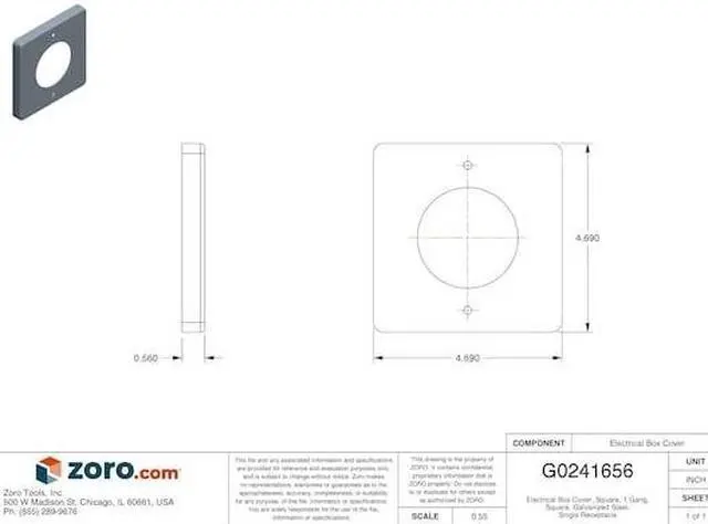 Alt view image 5 of 8 - HUBBELL WIRING DEVICE-KELLEMS HBL50SC Box Cover, Square Box Type, 1 Gang,