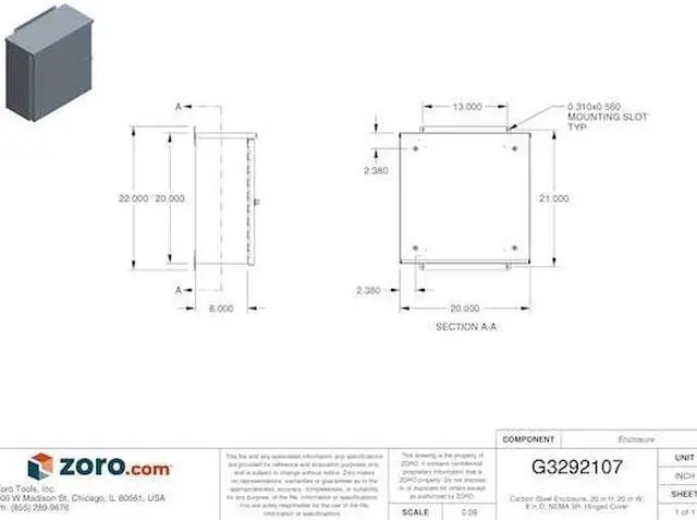 Alt view image 4 of 4 - Wiegmann Enclosure Gray ANSI 61 Polyester Powder   RHC202008