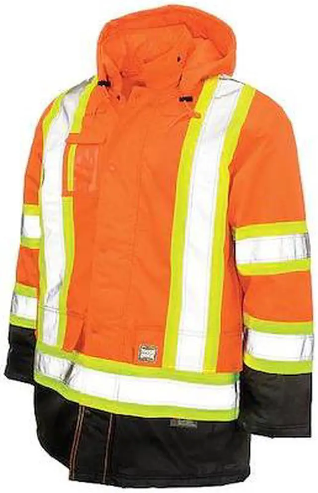 Main image of TOUGH DUCK S17611 Men's Hi-Vis Safety Parka, 300D Poly Oxford with PU Coating,