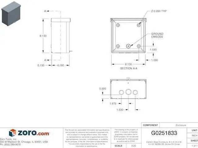 Alt view image 3 of 4 - Wiegmann Enclosure Gray ANSI 61 Polyester Powder  Includes Screws RSC080804