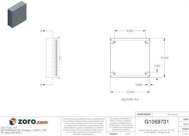 Alt view image 4 of 4 - Wiegmann Enclosure Gray ANSI 61 Polyester Powder   N1C121204