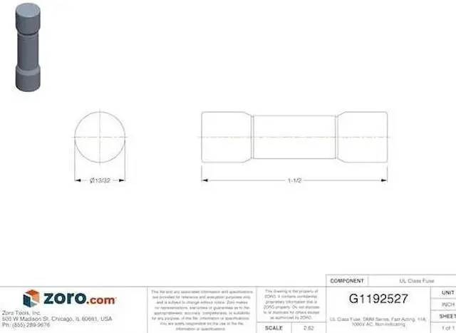 Alt view image 4 of 4 - FLUKE Fluke-203403/11A Multimeter Fuse, 11A, Fast-Acting, 1000V AC, Cylindrical