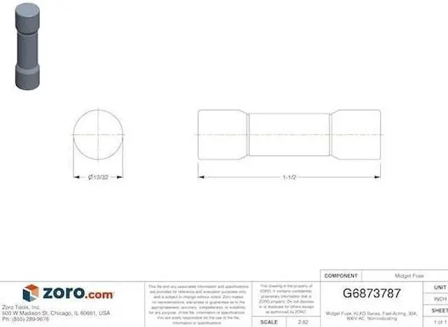 Alt view image 4 of 4 - Littelfuse KLKD030 Fuse, 30A, 600V, 100kAIC, Photovoltaic, Fast Acting