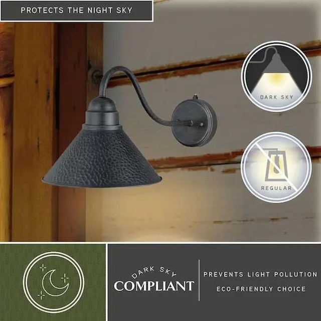 Alt view image 3 of 7 - VAXCEL T0198 Outland 1 Light Dusk to Dawn Black Gold Farmhouse Barn Dome