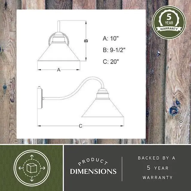 Alt view image 2 of 7 - VAXCEL T0198 Outland 1 Light Dusk to Dawn Black Gold Farmhouse Barn Dome