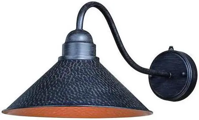 Main image of VAXCEL T0351 Outland 1 Light Dusk to Dawn Black Gold Farmhouse Barn Dome