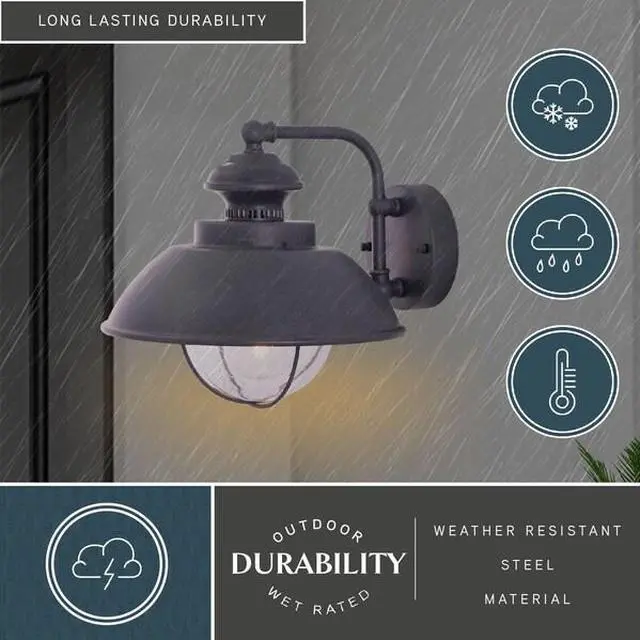 Alt view image 7 of 7 - VAXCEL T0267 Harwich 1 Light Gray Coastal Barn Dome Outdoor Wall Lantern Clear