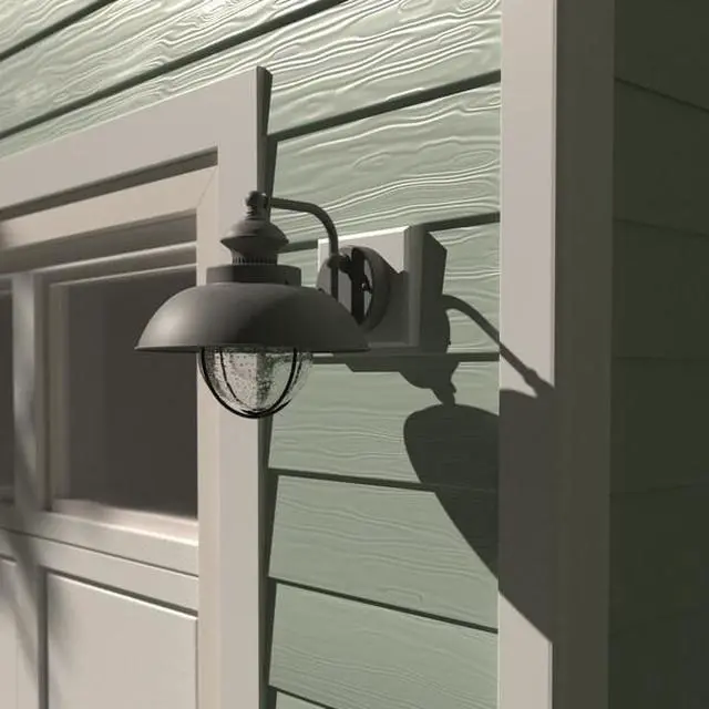 Alt view image 6 of 7 - VAXCEL T0267 Harwich 1 Light Gray Coastal Barn Dome Outdoor Wall Lantern Clear