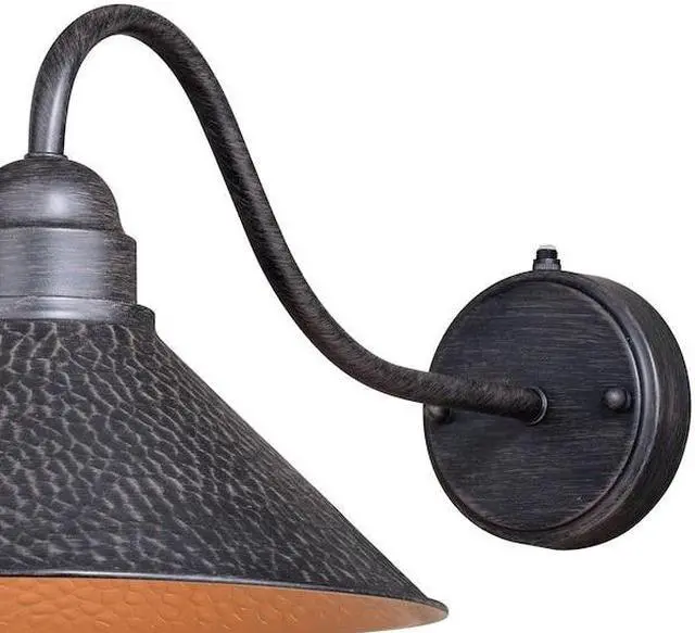 Alt view image 3 of 7 - VAXCEL T0351 Outland 1 Light Dusk to Dawn Black Gold Farmhouse Barn Dome