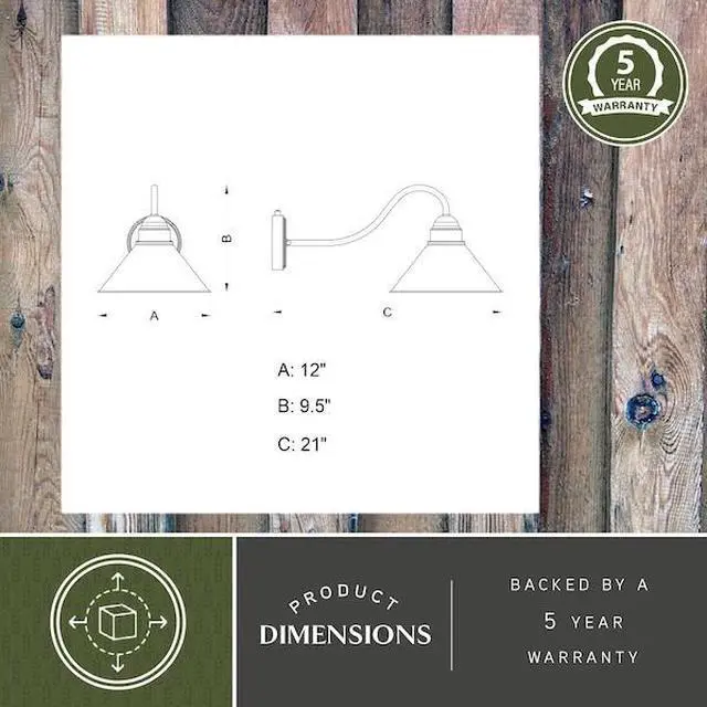 Alt view image 5 of 7 - VAXCEL T0351 Outland 1 Light Dusk to Dawn Black Gold Farmhouse Barn Dome