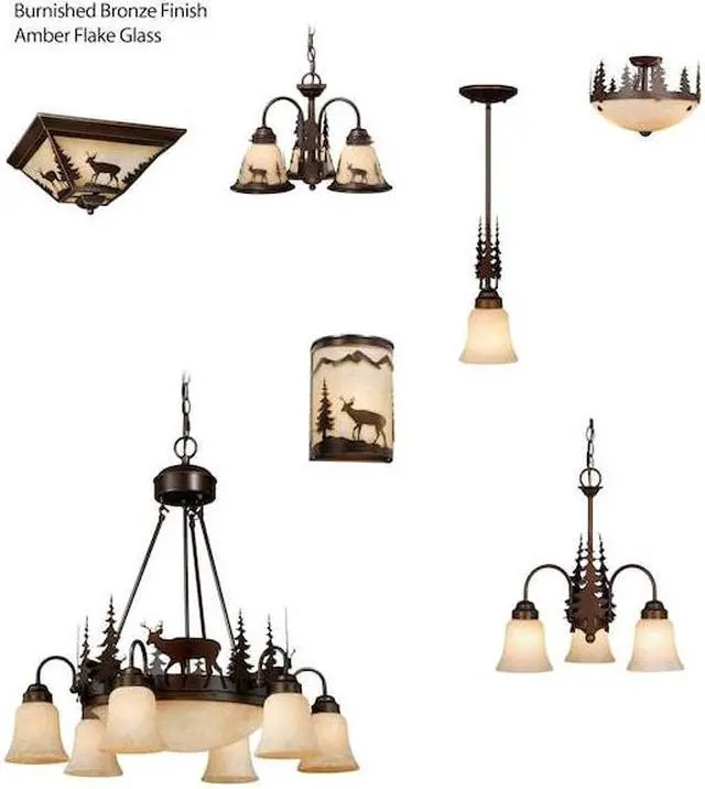 Alt view image 3 of 7 - Bryce 3L LED Bronze Rustic Deer Mini Chandelier or Fan Light Kit