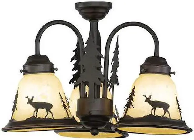 Alt view image 2 of 7 - Bryce 3L LED Bronze Rustic Deer Mini Chandelier or Fan Light Kit