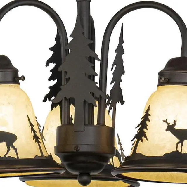 Alt view image 5 of 7 - Bryce 3L LED Bronze Rustic Deer Mini Chandelier or Fan Light Kit
