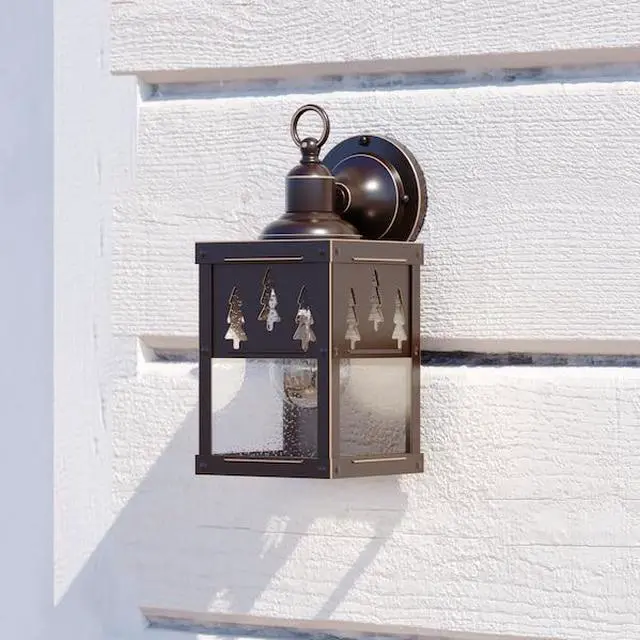 Alt view image 8 of 8 - Yosemite 1 Light Bronze Rustic Tree Outdoor Wall Lantern Clear Glass